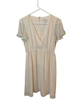 BCBGeneration Cream Flutter Sleeve Mini Dress